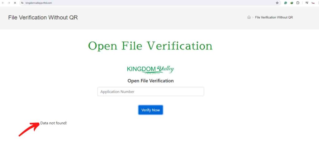 Kingdom Valley File Verification systemt

